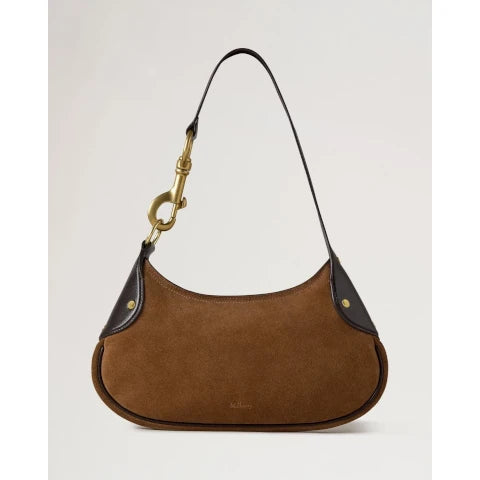 Mulberry Small Hackney Shoulder Bag in Oak Suede Mulberry Small Hackney Shoulder Bag in Oak Suede