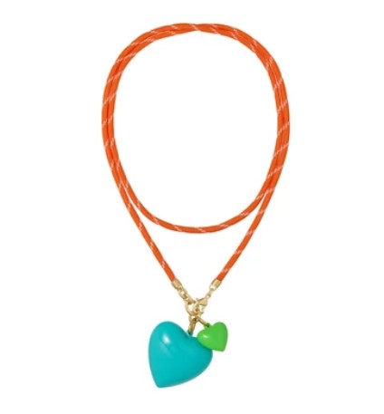 Roxanne Assoulin Happy Cord Long Big Double Heart Necklace