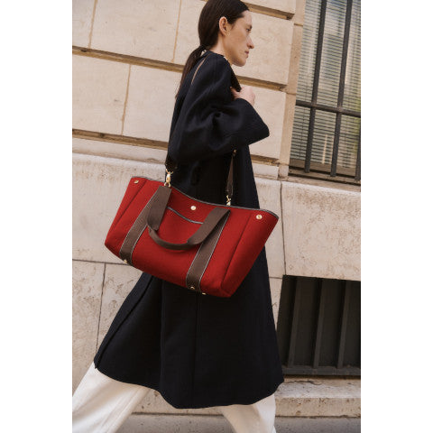 Rue De Verneuil Traversee L Pocket Red Flannel Tote