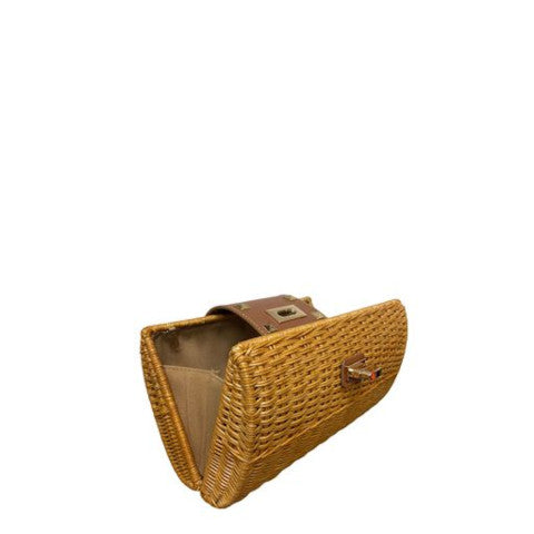 Serpui Hailey Studded Rattan Clutch Bag