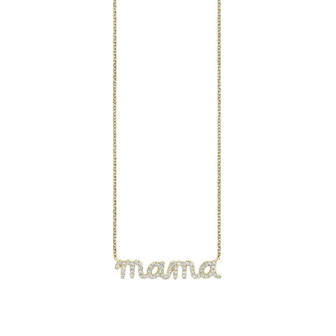Sydney Evan Gold and Diamond MAMA Necklace
