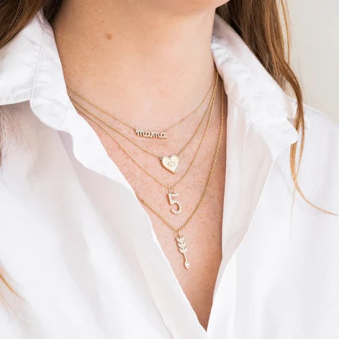 Sydney Evan Gold and Diamond MAMA Necklace