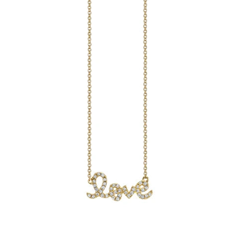 Sydney Evan Gold and Diamond Small LOVE Necklace