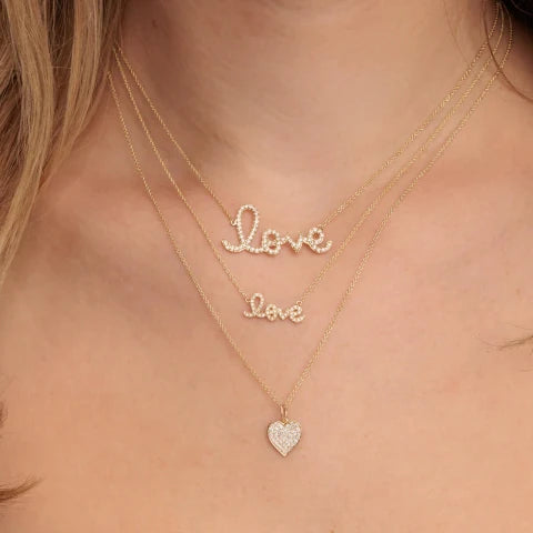 Sydney Evan Gold and Diamond Small LOVE Necklace