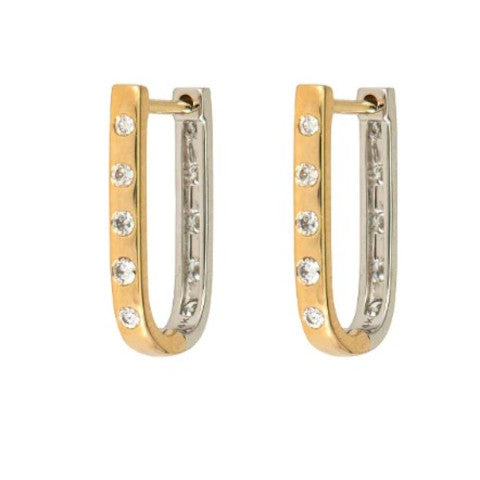 Three Stories Single White and Yellow Double-Sided Curved Diamond Hoop