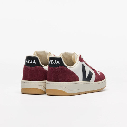 Veja V-10 Leather in White Black Maroon