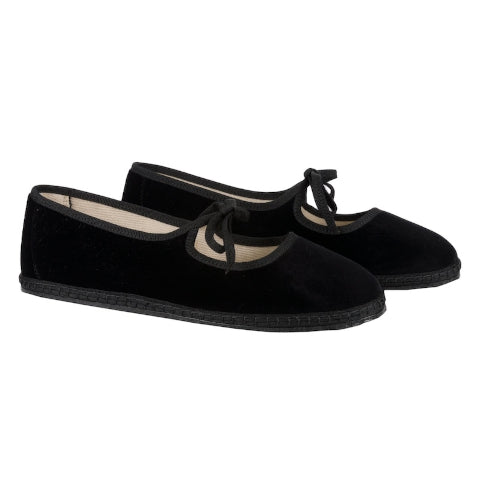Vibi Venezia Brigette Velvet Slippers in Black