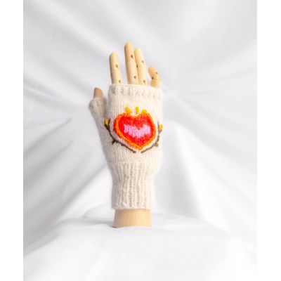 Casa Poma Fingerless Mittens With Heart