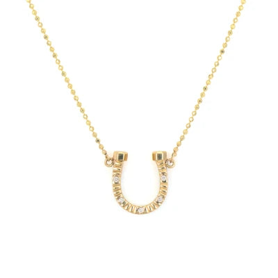 Three Stories Double Sided Turquoise Lucky Horseshoe Necklace