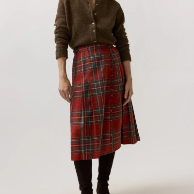 Ann Mashburn Kilt Skirt Red Antique Royal Stewart Tartan Wool