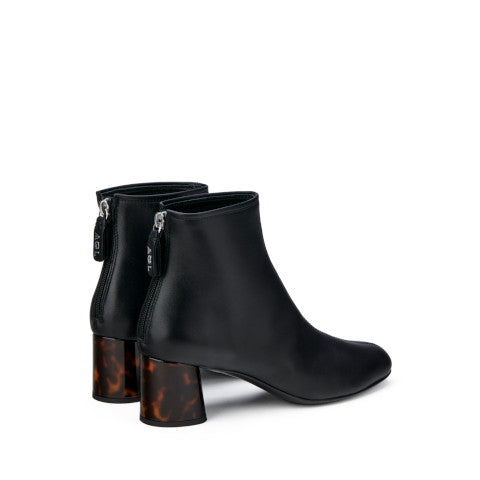 AGL Black Leather Boot with Tortoise Heel