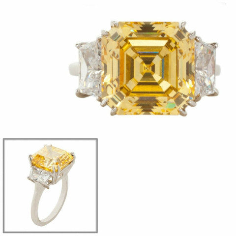 Fantasia F1033 Canary Yellow Diamond Ring with Trapezoid Sides