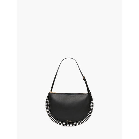 JW Anderson Bumper-Moon Black Leather Shoulder Bag with Crystals