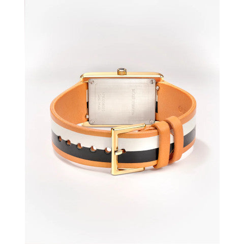 LaCalifornienne-DaybreakWatchwithWhiteFaceandBlackandWhiteStripeStrap-2023-Pumpz