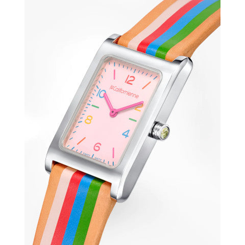 LaCalifornienne-DaybreakWatchwithPastelRainbowFaceandRioStripeStrap-2023-Pumpz