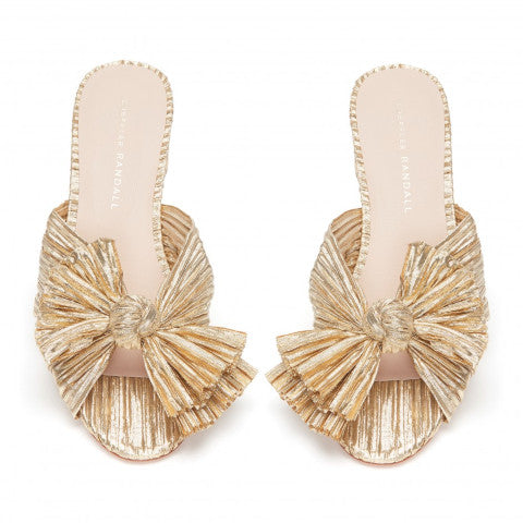 Loeffler Randall Emilia Gold Pleated Knot Slide