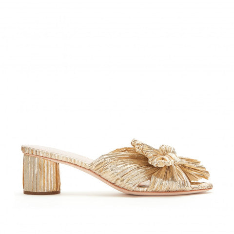 Loeffler Randall Emilia Gold Pleated Knot Sandal