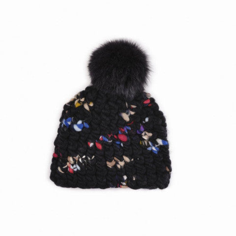 Mischa Lampert Dark Twombly Beanie Pomster with Graphite XL Pom-2021-Pumpz