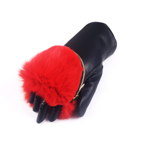 Aristide Fur Lined Zipper Mittens