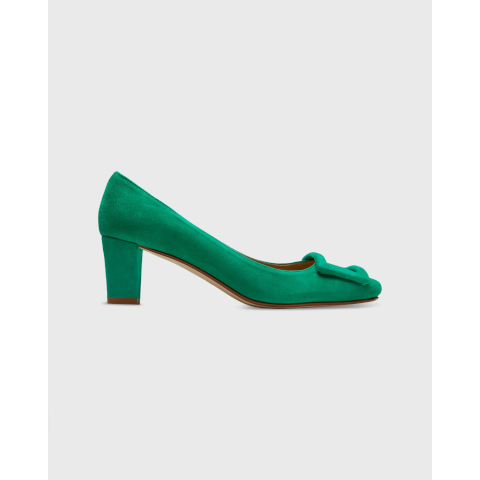 Ann Mashburn Green Suede Buckle Heel