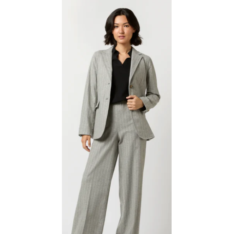 Ann Mashburn Sarah Jacket in Grey Chalk Stripe