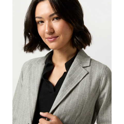 Ann Mashburn Sarah Jacket in Grey Chalk Stripe