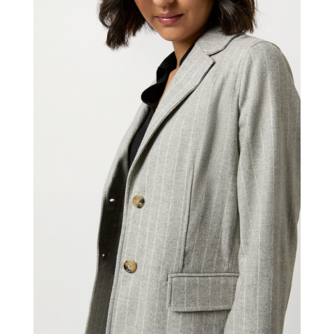 Ann Mashburn Sarah Jacket in Grey Chalk Stripe