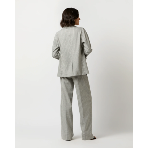 Ann Mashburn Sarah Jacket in Grey Chalk Stripe