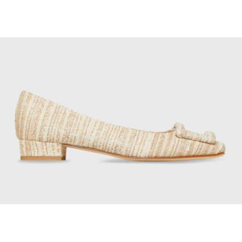 Ann Mashburn Buckle Shoe Raffia Tweed