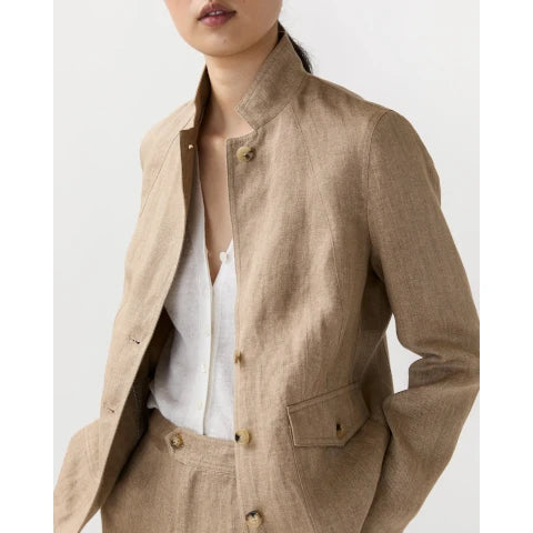Ann Mashburn Cecile Linen Jacket in Flax