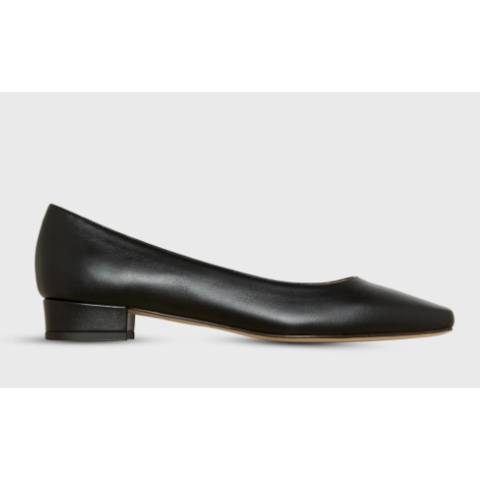 Ann Mashburn Cecelia Flat in Black Leather