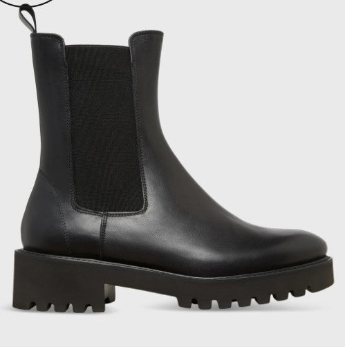Ann Mashburn Tall Lug Sole Chelsea Boot in Black Leather