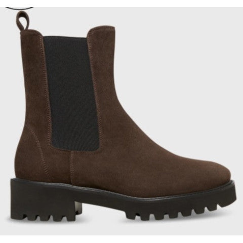 Ann Mashburn Tall Lug Sole Chelsea Boot in Chocolate Suede