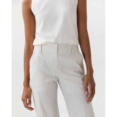 Ann Mashburn Frankie Cropped Pant in Ivory/Blue Stripe