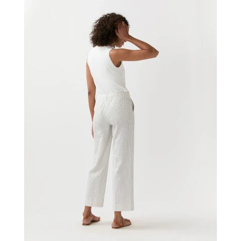 Ann Mashburn Frankie Cropped Pant in Ivory/Blue Stripe