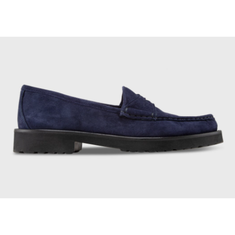 Ann Mashburn Lug Sole Loafer in Navy Suede