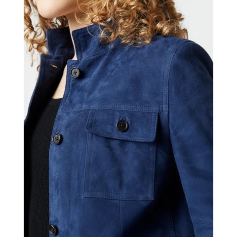 Ann Mashburn Eve Safari Jacket in Navy Suede