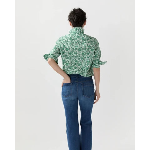 Ann Mashburn Tomboy Popover Shirt in Green Liberty Fabric