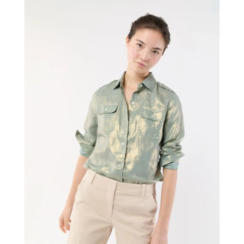 Ann Mashburn Foil-Printed Safari Shirt