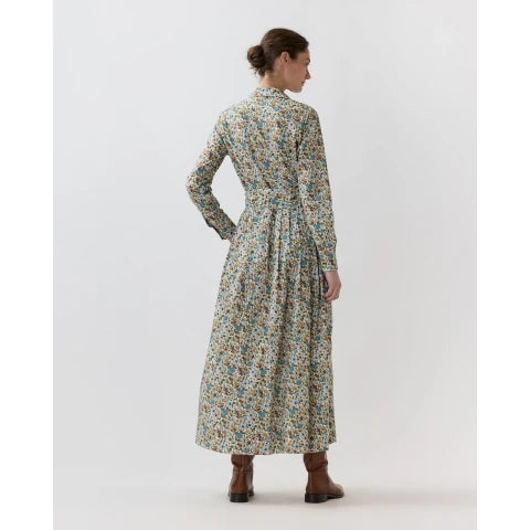 Ann Mashburn Classic Shirtwaist Maxi Dress in Moss/Cerulean Rachel Liberty Fabric