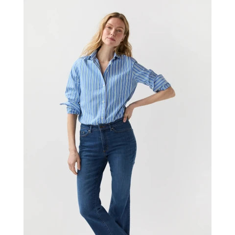 Ann Mashburn Sidney Shirt in French Blue Stripe