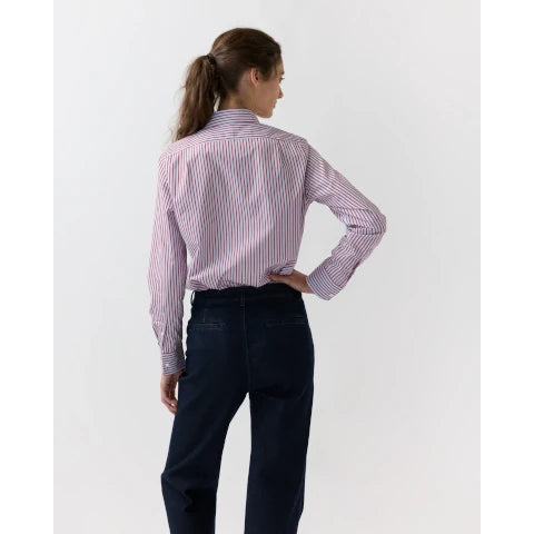 Ann Mashburn Sidney Shirt in Red/Sky Banker Stripe