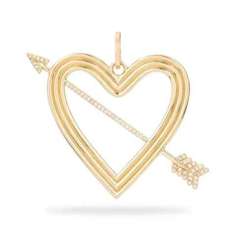 Adina Reyter Groovy XL Pave Heart + Arrow Hinged Charm