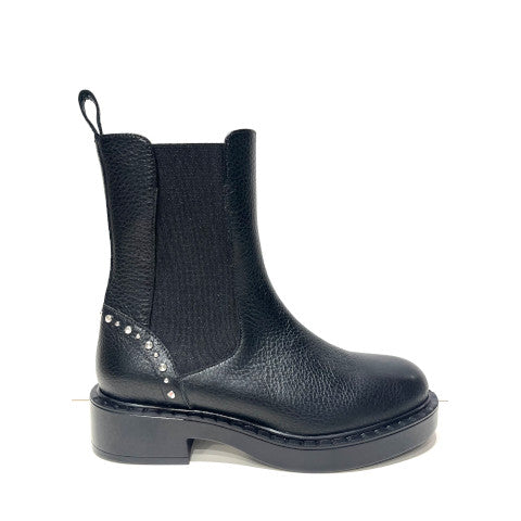 Angleo Bervicato Nina Black Chelsea Boot with Studs