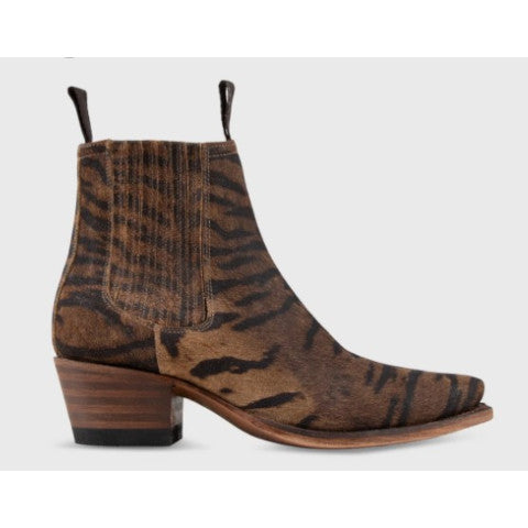 Ann Mashburn Short Cowboy Boot in Brown Tiger