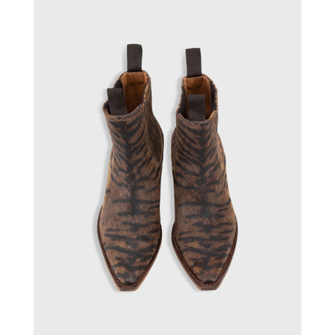 Ann Mashburn Short Cowboy Boot in Brown Tiger