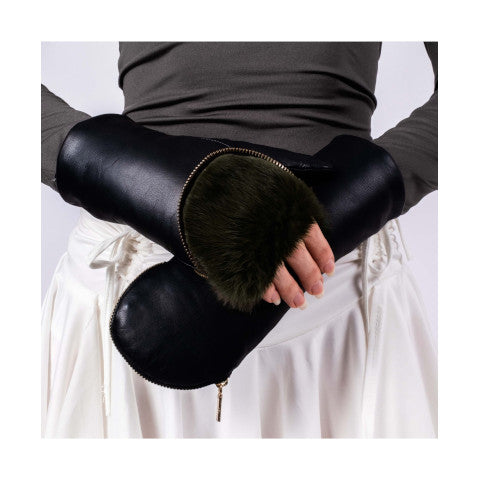 Aristide Fur Lined Zipper Mittens