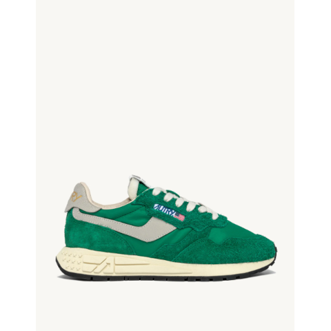 Autry Reelwind Low Sneakers in Green Nylon and Suede