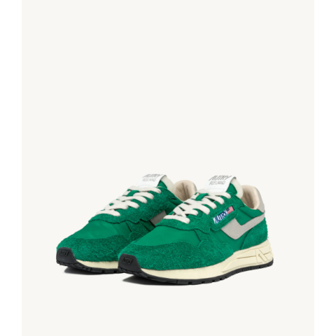 Autry Reelwind Low Sneakers in Green Nylon and Suede