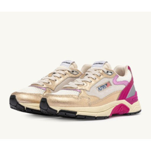 Autry Hyperway Sneaker in Fuschia and Gold